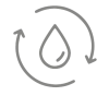 Icono con una gota de agua y dos flechas formando un círculo